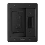 HAPYTHDA in Wall Cable Management Kit for TV, Recessed Outlet for TV Power, Brush Wall Plate Cable Pass Through Low Voltage Cables, in Wall Power Kit for Home & Office Theater Systerm, Black