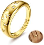 Florideco 14K Chunky Gold Dome Rings for Women Cubic Zirconia Gold Plated Statement Rings Non Tarnish Chunky Rings 14K Gold Filled Stackable Rings, 14k Gold Filled, Cubic Zirconia