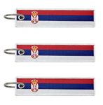 LLBFHH 3 Pcs Serbia Serbian Country Flag Keychain,Woven label Key Chains for Car Keys,Fabric Key Chains Men and Women,Used for Various Decorations., Serbia, 0.1