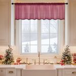 MIULEE Wine Red 60" Wide x 18" Long Kitchen Valance Half Window Sheer Curtains Rod Pocket Semitranslucent Voile Drapes for Kitchen Small Windows Cafe