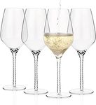 Luxbe - Crystal Wine Glasses 19-ounce, Set of 4 - Spiral Stem Design - Large Handcrafted Red White Wine or Champagne Glasses - Pinot Noir - Bordeaux - Zinfandel - 550ml