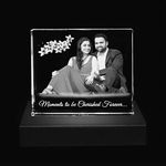 Trove Treasure Laser Engraved 3D Photo Crystal Cube | Personalised Gift for Birthday, Marriage Anniversary, with LED Light (Size: 60 mm X 50 mm X 20 mm)