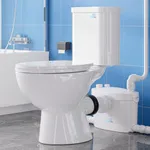 Simple Project 600w Macerating Toilet System, Silent & Powerful Upflush Toilet For Basement, Upflow Toilet Included Macerator Pump, With Ac Vent & 4 Water Inltes For Bathroom- 2-piece Kit