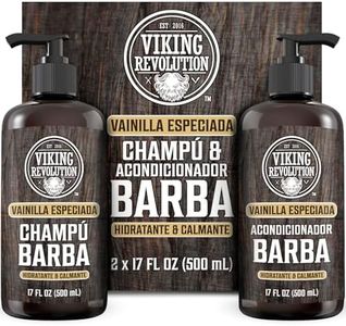 Viking Revolution Juego de Champú y Acondicionador de Barba con Aceites de Argán y Jojoba - Champú Barba Hombre que Suaviza, Alisa y Fortalece el Crecimiento - Vanilla Especiada 2x500 ml