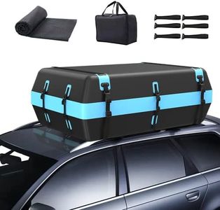 Maletero Techo de Coche Impermeable 21 Pies Cúbicos / 590L Plegable Cofre Techo Coche con Alfombra Antideslizante + 6 Ganchos para Todos los Vehículos con/sin Portaequipajes de Transporte de Equipaje