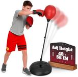 Punching Bag Stand for Ages 8-15 – 58" Adjustable Reflex Bag Boxing Set with Gloves & Pump | Indoor Outdoor Youth Boxing Equipment for Fitness, Training & Fun | Great Christmas Sports Gift for Teens