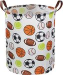 Sanjiaofen Kids Laundry Basket,Basketball Laundry Hamper Collapsible Baby Storage Baskets for Boys Room Decor,Nursery Hamper,Bedroom,Toy Organizer,(Ball) …