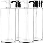 Youngever 4 Pack 1000ML(1 Liter) Empty Shampoo Pump Bottles, Plastic Cylinder Pump Dispenser