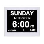 Aowasi Digital Day Clock Non-Abbreviations Day and Date Dementia Vision Impaired Calendar Clocks Perfect for Seniors Elderly 8 INCH