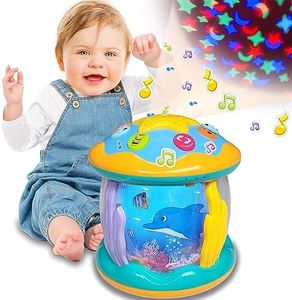 AMLGBTOP Giochi Bambini 1 Anno, Giochi per Proiettore con Musica e Luci,Crawling Giochi per Neonati 1 Anno 6 12 18 Mesi,Compleanno Regalo per Bambini 1 2 Anni Ragazze Ragazzi