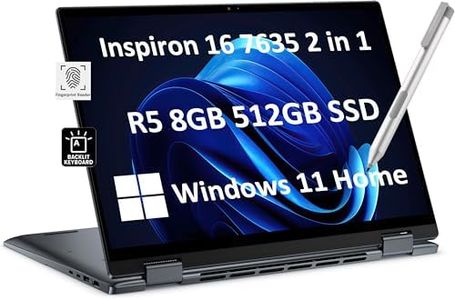 Dell Inspiron 16 7635 7630 2-in-1 Laptop (16" FHD+ Touchscreen, AMD Ryzen 5 7530U, 8GB RAM, 512GB SSD, Active Stylus) Backlit, FP, 14-Hr Long Battery Life, FHD Webcam, Win 11 Home, River Blue