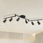 HiBay Track Lighting Fixtures, 6-Light Ceiling Light Kit, Foldable Arm and Rotatable Light Head, Matte Black Ceiling Spot Lights Fitting for Kitchen, Dining, Living Room, E26 Base, Bulbs Not Included