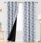 Ultimate Trends 570 GSM Heavy Duty Premium Blackout Curtains with Tie Back and Diamond Eyelets Set of 2 Panels (Long Door 9 FEET, Blue & White)