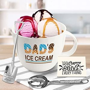 Tom Boy Dad Gifts for Fathers Day, Fathers Day Dad Gifts from Daughter Son, Gift for Dads Birthday, Dad's Ice Cream Bowl Set with Scoop Spoon Gift