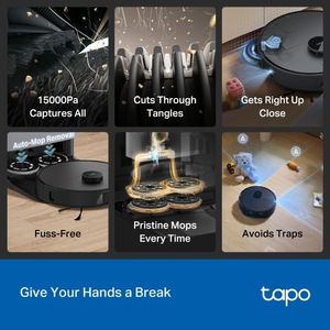 Tapo RV50 Pro Omni Robot Vacuum Cleaner with Mop – 15000Pa Suction, All-in-One Dock, Dual-Laser, Alexa
