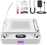 4-in-1 Electric Nail Drill Kit,Professional 40000 RPM Nail File,Dust Collector,UV LED Curing Lamp & Fill Light,LCD Display Manicure Kit for Manicure Shaping & Gel Removal Home Salon Use
