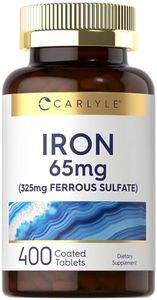 Carlyle Iron Ferrous Sulfate 65 mg Tablets | Non-GMO, Gluten Free, and Vegetarian Supplement High Potency (400