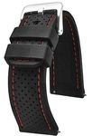 STUNNING SELECTION ALPINE Premium Quality Sporty Silicone Waterproof Watch Band with quick release - Soft Rubber Watch Strap - Assroted Colors - 20 mm, 22 mm and 24 mm (20MM, BLACK-RED)