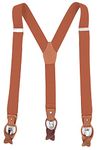 MENDENG Vintage Bronze 4 Swivel Hook Suspenders for Men Adjustable Braces Strap, Y Shape/Bright Brown, One Size