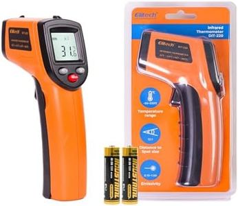 Elitech Laser Temperature Gun, Non-Contact Digital Infrared Thermometer, Adjustable Emissivity, Backlight, Handheld for Grill, Meat, Food, Candy, Automotive, HVAC Tools, -50~530°C(-58~986°F), DIT-220