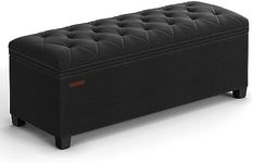 SONGMICS Storage Ottoman Bench, Foot Rest with Legs, 15.7 x 43.3 x 15.7 Inches, End of Bed Bench, Storage Chest, Load up to 660 lb, for Living Room, Bedroom, Entryway, Ink Black ULSF088B01