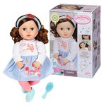 Baby Annabell Sophia, brunette 707234 - 43cm Doll with Super Soft Fabric Body with Dress, Leggings & Shoes for Toddlers - Includes Hairband & Brush - Hand Washable - Suitable from 2 Years