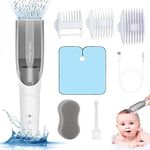 Baby Hair Trimmer with Vacuum, Baby Hair Clippers, Silent Vacuum Hair Trimmer for Children, Cordless & IPX7 Waterproof Hair Trimmer with 3 Guide Combs, Auto Suck Snipped Hair, USB Rechargeable