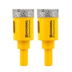 HIGHDRIL Diamond Core Drill Bit,2Pcs Diameter 25mm 1" with Triangle Shank Vacuum Brazed Hole Saw for Concrete Granite Marble Glass Porcelain Tile Masonry Brick