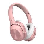 FORALL Active Noise Cancelling Headphones, Wireless Bluetooth Headphones with Microphone, Hi-Res Audio, 3D Deep Bass, 40H Playtime for Travel Home Office (Rose Gold)