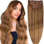 DIYOMO Hair Extensions Real Human Hair,Human Hair Clip In Extensions Soft&Natural Human Hair Extensions Clip Ins 120g 7pcs Real Hair Extensions Clip In Human Hair Straight&Invisible (18 Inch, #7B/8B)