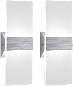 2 Pezzi LED Lampada da Parete Interno 12W Bianco Freddo, Moderno Applique a Muro in Acrilico Perfetto per Soggiorno Corridoio Bagno Le Scale Luce Notturna