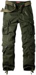 AKARMY Must Way Men's Cotton Casual Military Army Cargo Camo Combat Work Pants with 8 Pocket Military Green 32