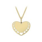 Carissima Gold Women's 9ct Yellow Gold Mini Heart Cut Out Design Heart Pendant 18.4mm x 19mm on 9ct Yellow Gold Diamond Cut Curb Chain Necklace - 0.7mm - Length 46cm/18"