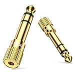 POSUGEAR Headphone Adapter jack 6.35mm (1/4 inch) to 3.5mm (1/8 inch)-2 Pack, 1/4 inch to 3.5mm Headphone Audio Jack Plug Adaptor Gold Plated-2 Pack