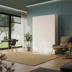 BB Loisir Armoire Lit Escamotable 140x200cm Blanc Vertical Rabattable Mural C*Adore