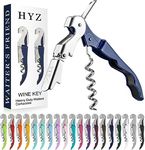 HYZ 2-Pack Wine Opener Waiter Corkscrew, Professional Wine Key for Servers, Bartender with Foil Cutter, Manual Wine Bottle Opener Double Hinged (Navy Blue)