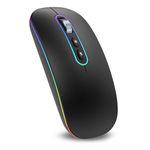cimetech Rechargeable Wireless Mouse, 2.4G & Bluetooth Mouse for Laptop Slim Silent Mice Ergonomic Cordless Design with USB & 1600 DPI Compatible with Macbook iPad PC Computer Notebook Laptop