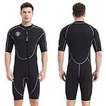 Lemorecn Wetsuits Mens Front Zip Neoprene 3mm Shorty Diving Suit(CA3016black-L)