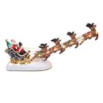 RTing Battery Operated LED Light Up, Santas Riding Sleigh & 8 Flying Reindeer Scene with Music and Lights for Christmas Novelty Decorations