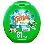 Gain flings Laundry Detergent Soap Pacs, HE Compatible, 81 Count, Long Lasting Scent, Blissful Breeze Scent