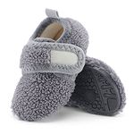 LACOFIA Toddler Boys Girls Sock Slippers Kids Winter Warm Fleece House Shoes Children Anti-Slip Home Slippers Gray 3.5/4.5