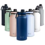 BOZ Stainless Steel Water Bottle XL (1 L / 32oz) Wide Mouth, BPA Free Metal Water Bottle, Vacuum Double Wall Insulated Water Bottle, Large Water Bottle, Gym Water Bottle (Monaco Blue)