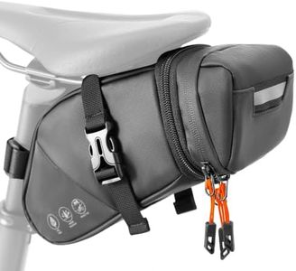 NDakter Bike Seat Bag, Expandable Bicycle Saddle Bag Under Seat, Waterproof Reflective Cycling Seat Pouch for Mountain Road Commuter & Ebikes, 1.5-2L Bike Tool Storage Pack