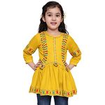 NIYA GIRLS PARTY EMBELLISHED EMBROIDERED FESTIVE CASUAL TOP MUSTARD