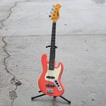 CNZ Audio JB Mini Electric Bass Guitar - Coral Body, Maple Neck, Rosewood Fingerboard & 3-Ply Ivory Pickguard, 28.6" Short Scale Premium Pickups, Vintage Steel Bridge & Tuners - Pure Tone Awesomeness