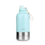 GrandTies Insulated Portable Dog Water Bottle with 2 Detachable Dog Water Bowl Dispenser, Leak-Proof Dog Food Travel Container for Dogs Walking Hiking Camping (Powder Green, 1890 ml)