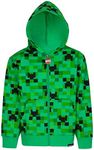 Minecraft Boy's Hoodie - Green Creeper Zip-Up Hooded Sweatshirt for Boys and Teens Ages 4-18, Green, Medium