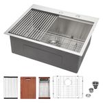 Drop In Kitchen Sinks Workstation - Mocoloo 28 x 22 Inch Stainless Steel 16G Single Bowl Kitchen Sink Ledge Workstation Sink Topmount All In One 10" Deep Sinks