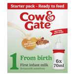 Cow & Gate 1 First Baby Milk Formula, Starter Pack From Birth, 6x70ml