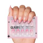 Glamnetic Press On Nails - Bubble Gum Glaze | Short Almond Pink French Tip Nails with a Glaze Finish | 15 Sizes - 30 Nail Kit with Glue